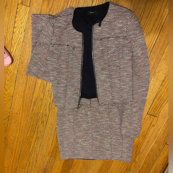 Theory Hourglass Beacon Tweed Dress Pink Navy Multi Sleeveless Size 2 - Picture 8 of 9